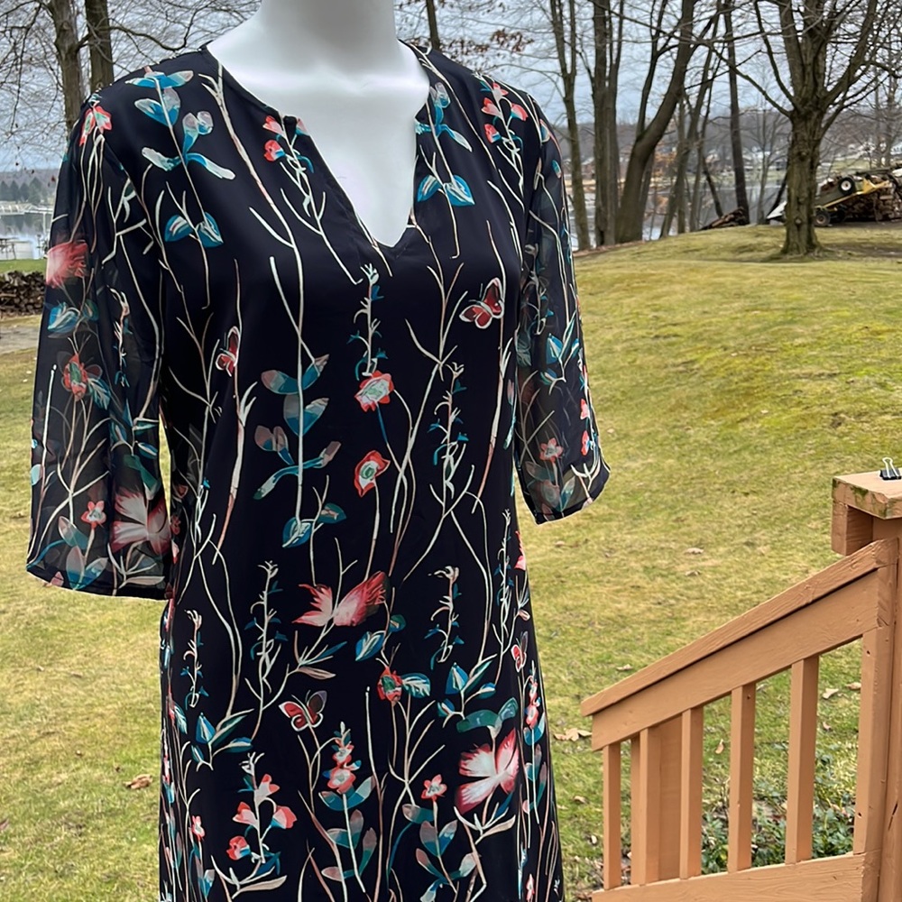 Floral & butterfly boho midi dress L - Picture 2 of 12